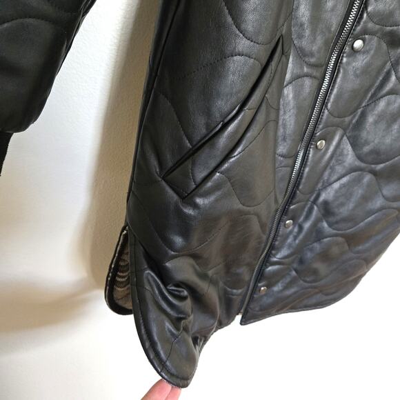 Evereve Georgetown Coat Faux Leather Long Quilted Reversible Plaid Jacket XS - Picture 8 of 16